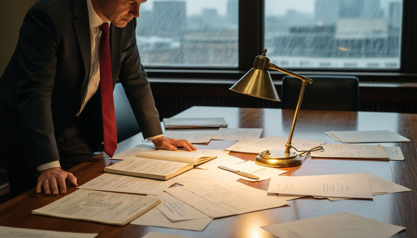 Solicitor reviewing UK property deeds and documents