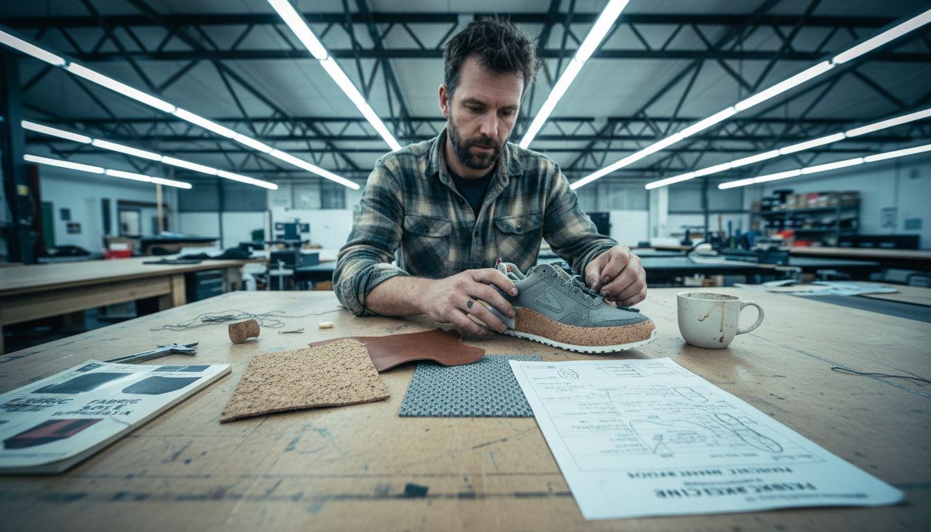 Designer comparing footbed material samples