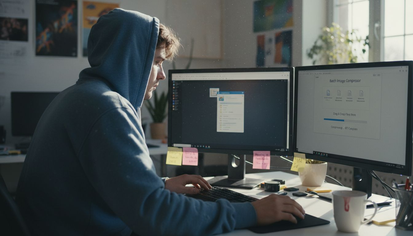 Web designer compressing images for site