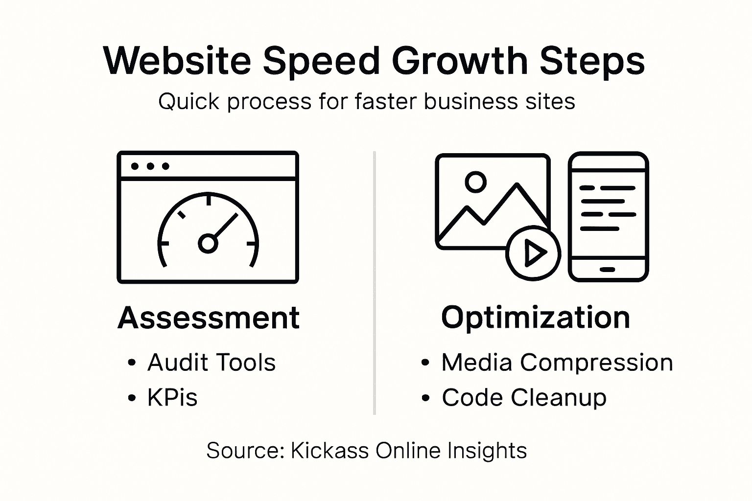 Infographic showing website speed improvement steps