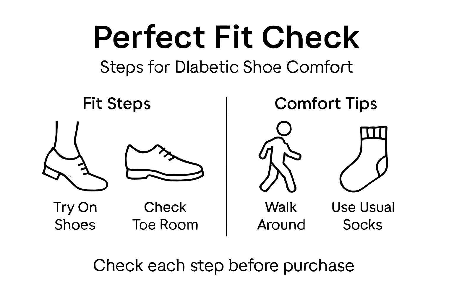 Infographic diabetic shoe fit and comfort steps