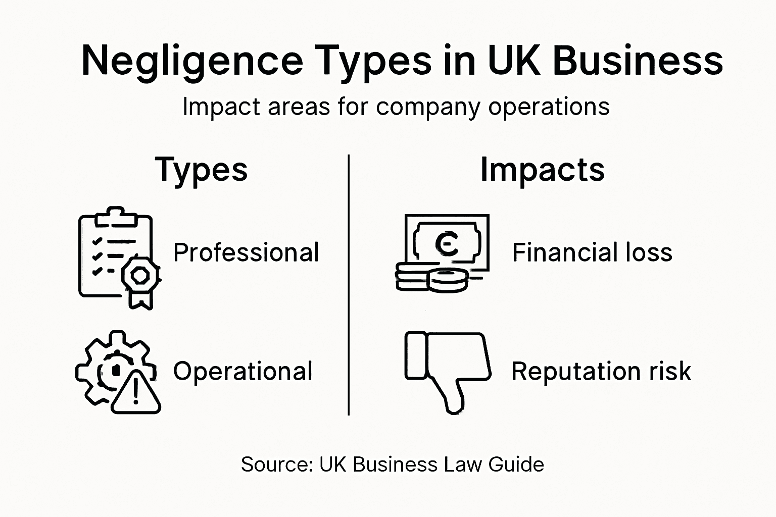 Infographic with types and risks of negligence