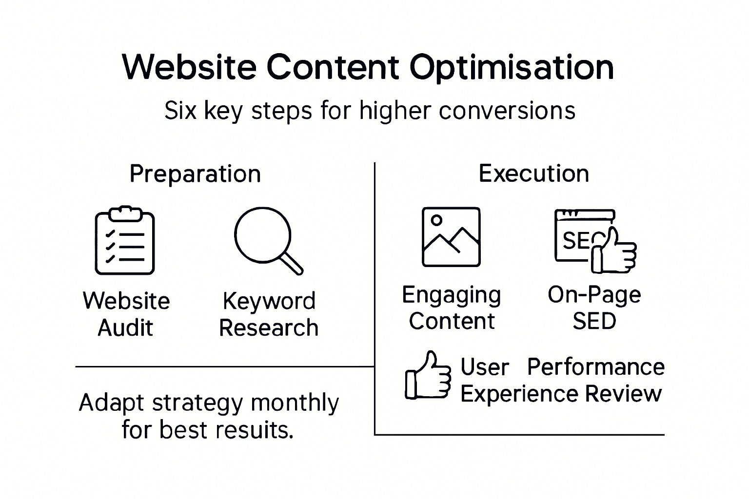 Infographic with website content optimisation steps