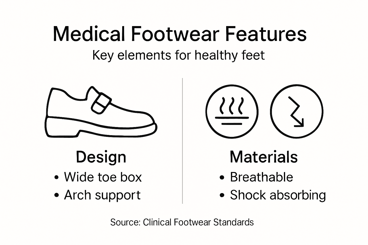 Infographic showing medical footwear features