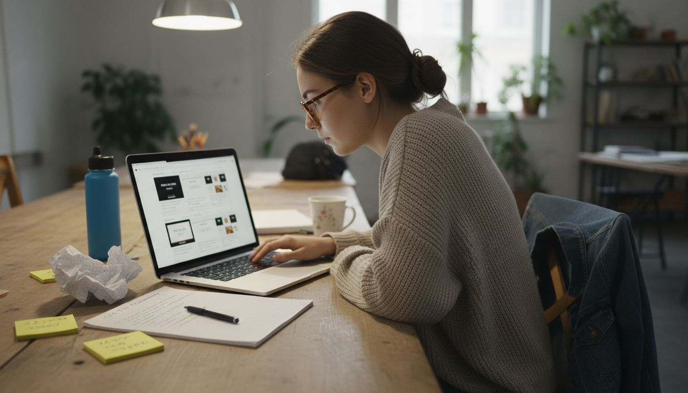 Designer testing responsive layouts at desk