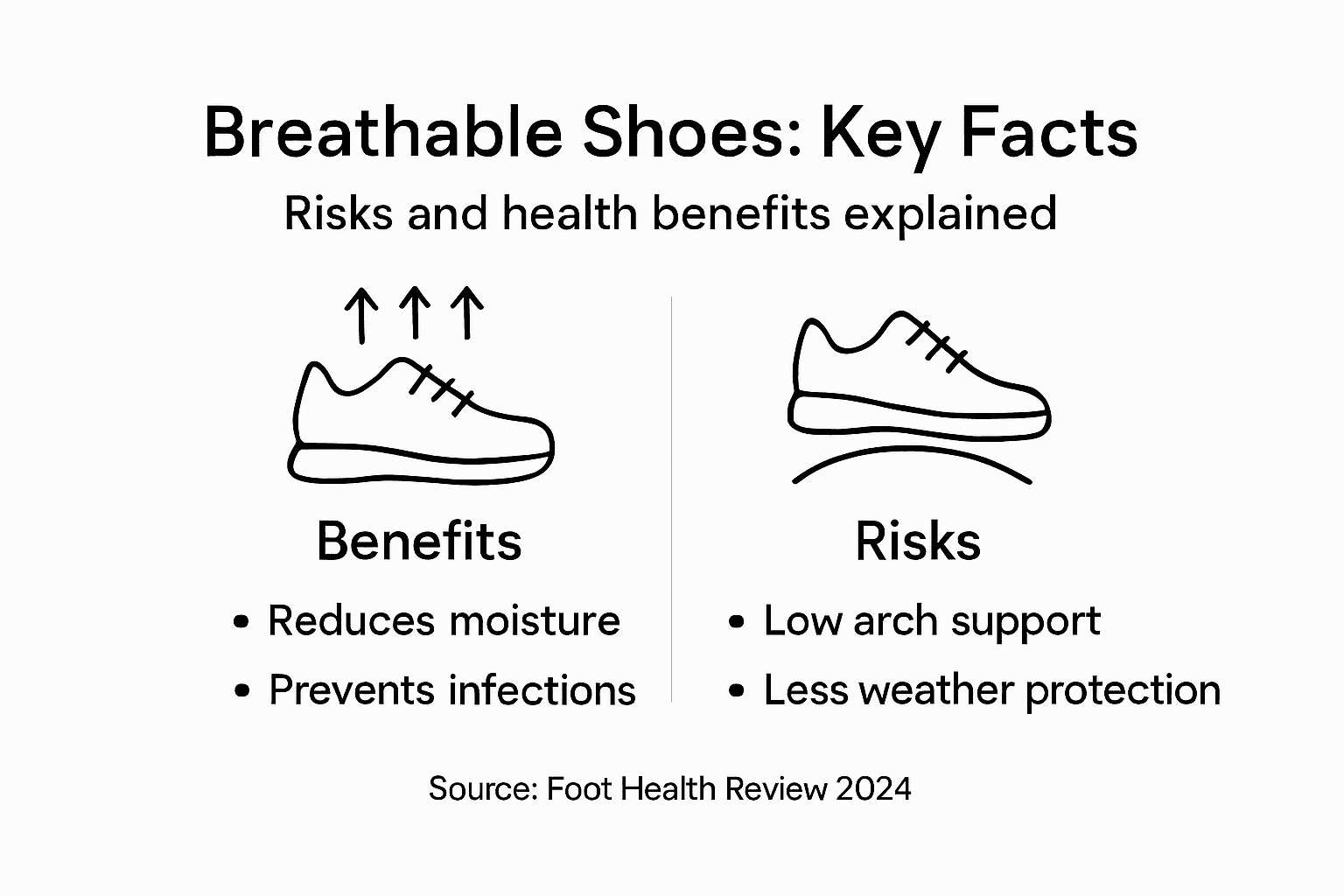 Infographic showing breathable shoe pros and cons