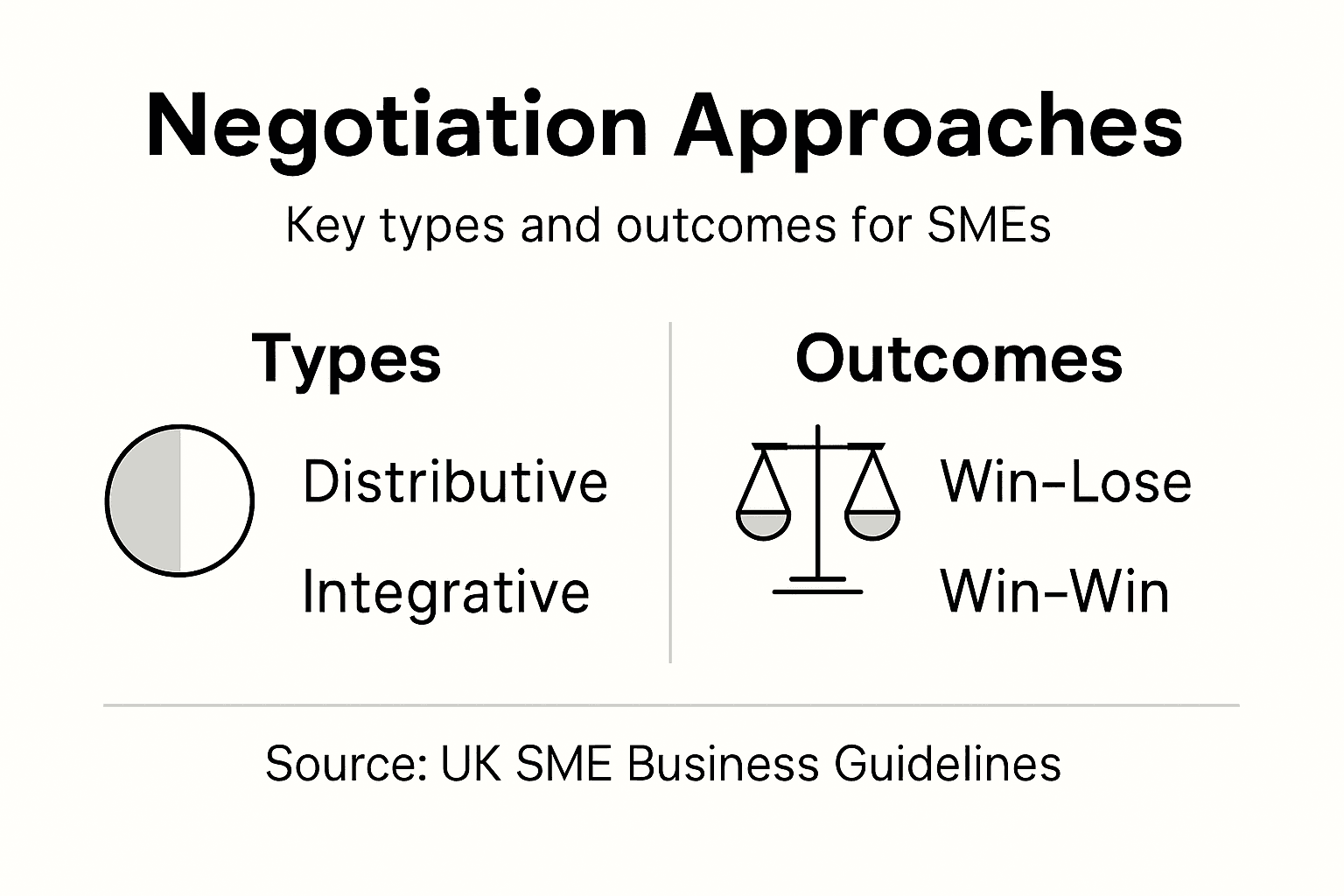 Infographic showing negotiation types and outcomes