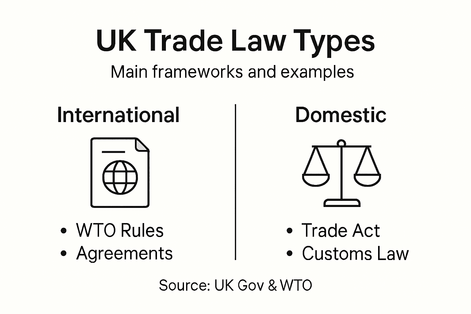 Infographic showing UK trade law frameworks