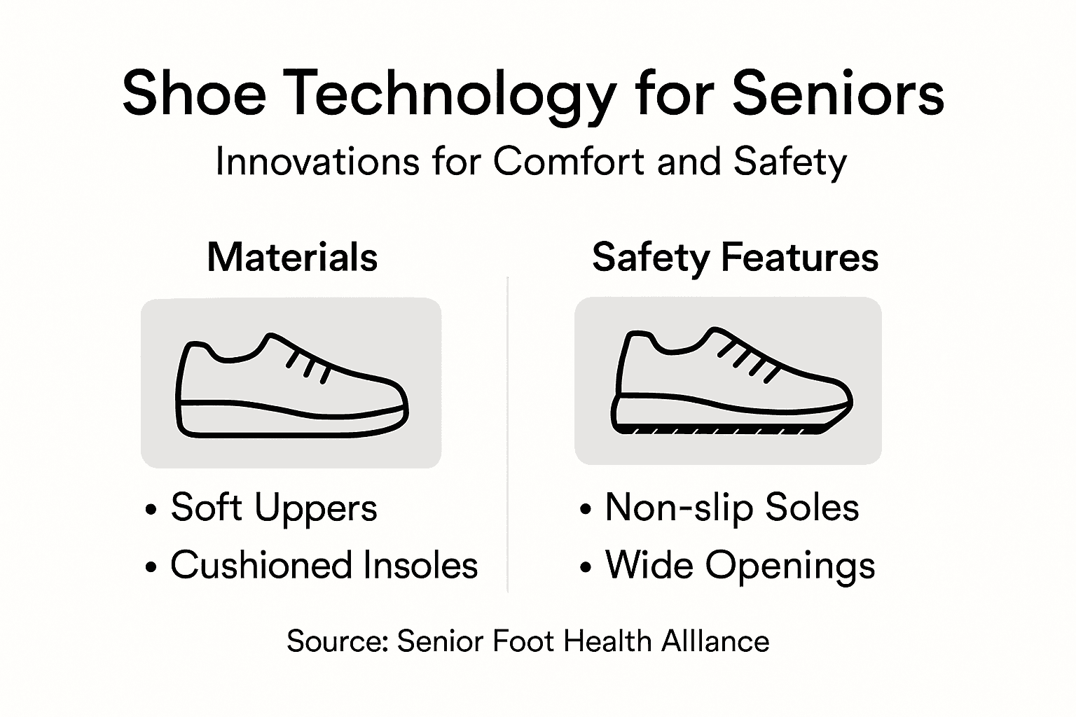 Infographic of senior shoe technology features
