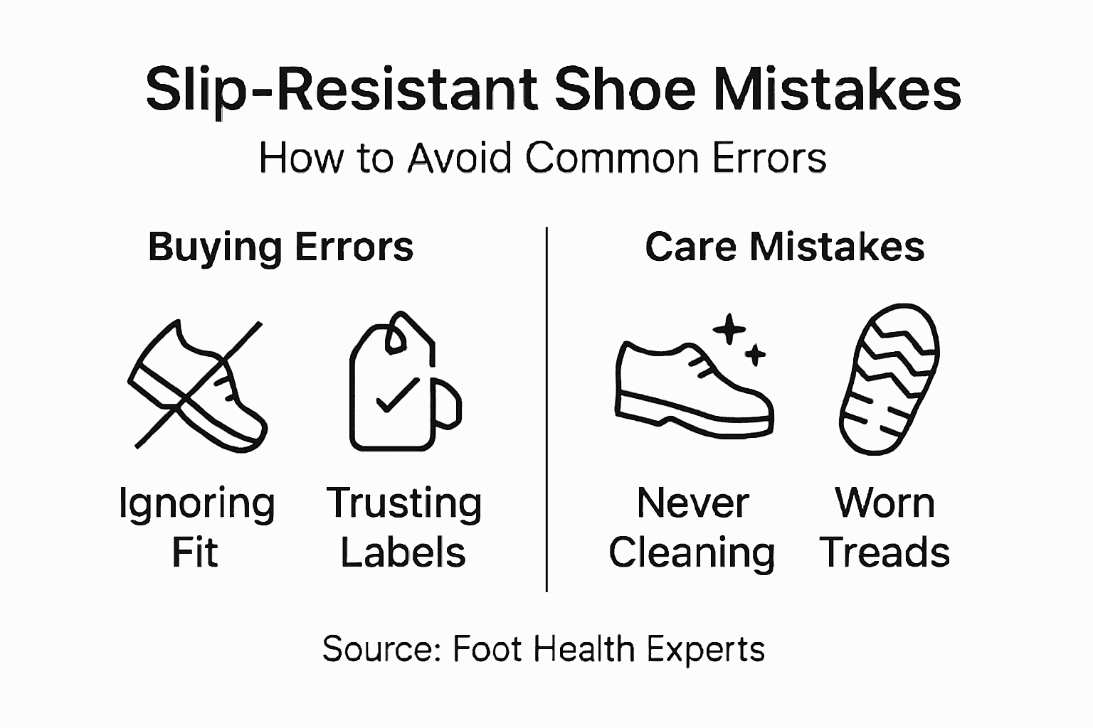 Infographic on anti-slip shoe mistakes and solutions