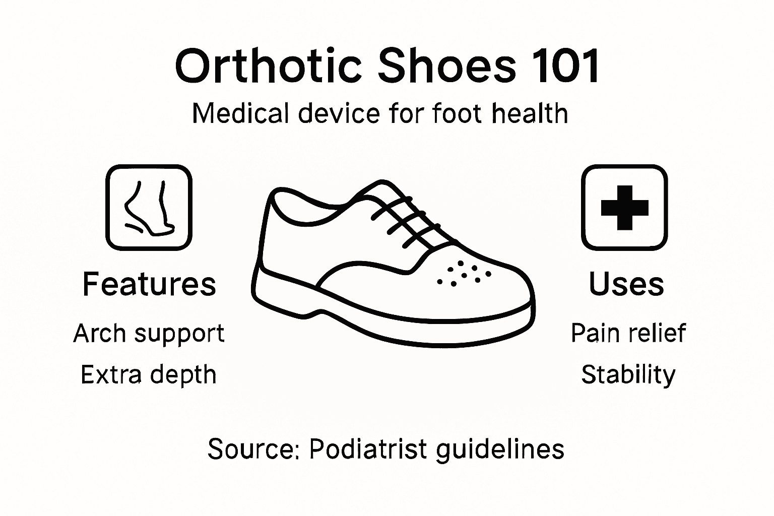 Infographic of orthotic shoe features and uses