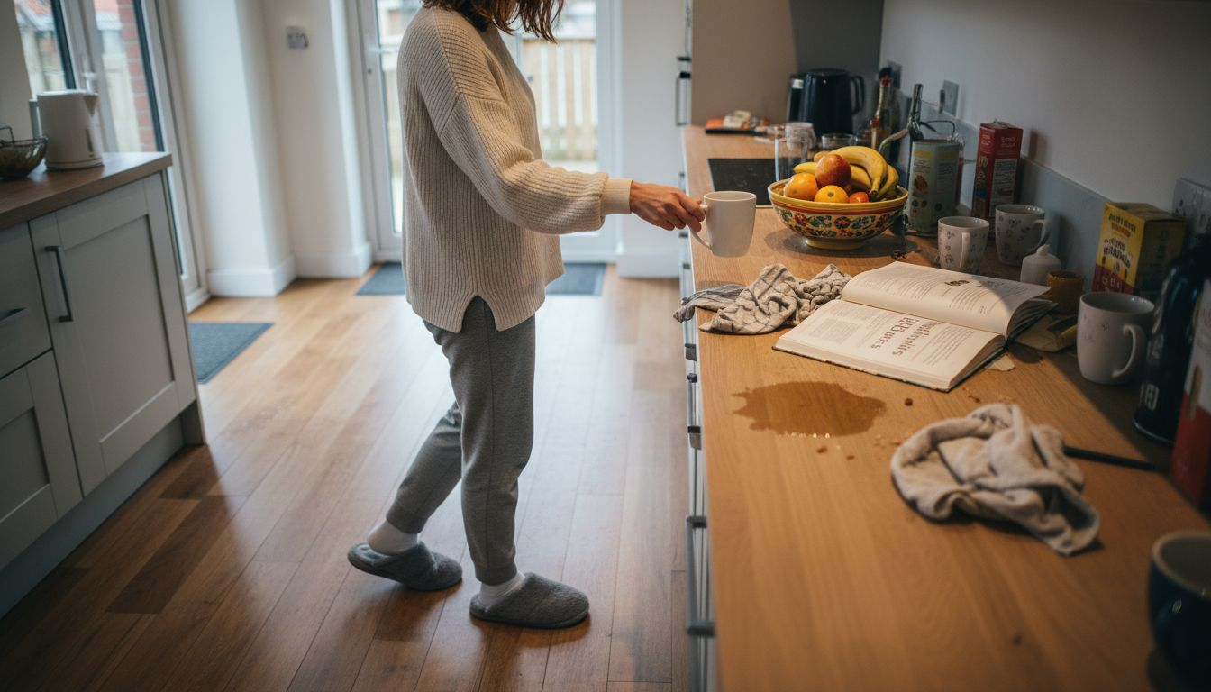 Woman wearing slippers with foot support