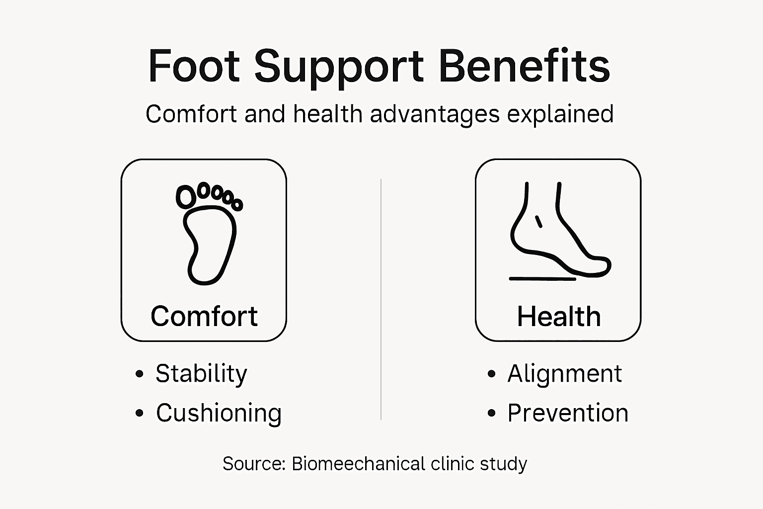 Infographic showing major foot support benefits