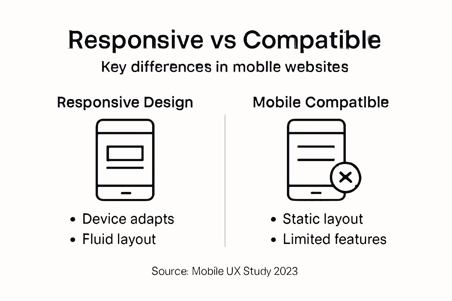Infographic comparing responsive and compatible mobile design