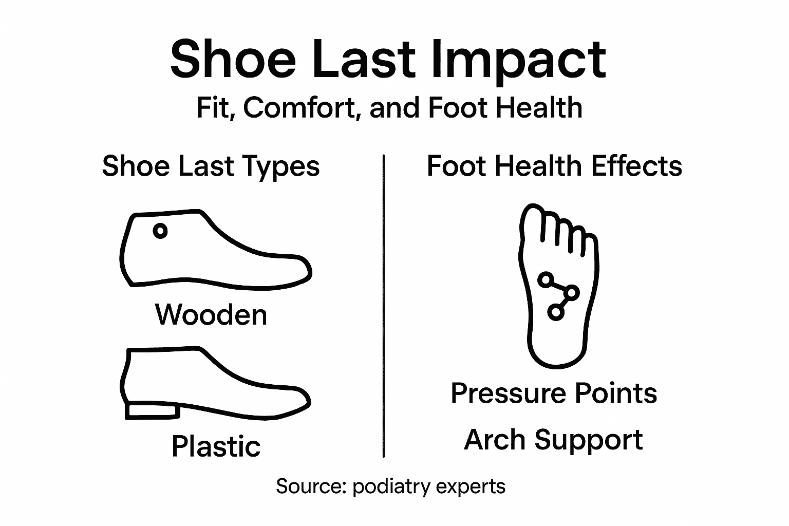 Infographic summarizing shoe last impact and types