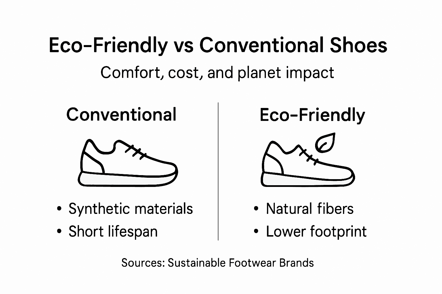 Comparison of sustainable and conventional shoes infographic