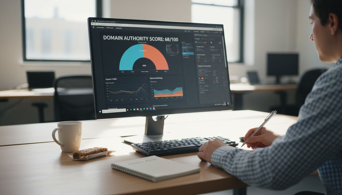 Close-up of domain authority score dashboard
