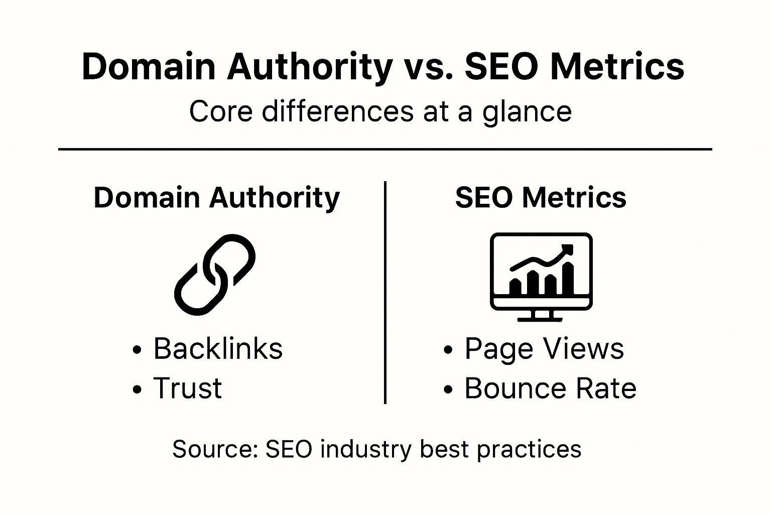 Infographic comparing domain authority and SEO metrics