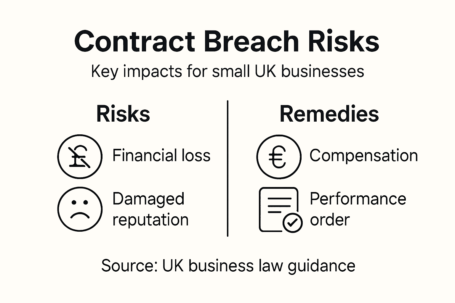Infographic shows contract breach risks and remedies