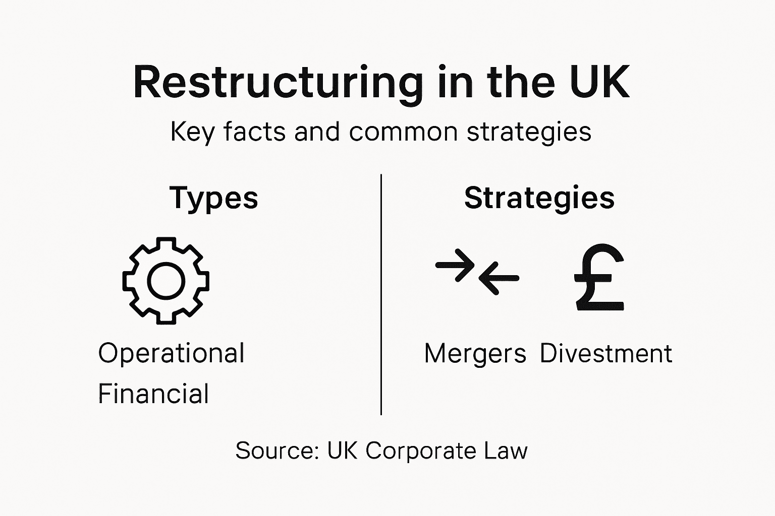 Infographic showing UK restructuring types and strategies