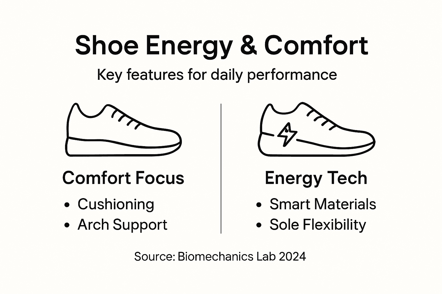 Infographic on shoe comfort and energy efficiency