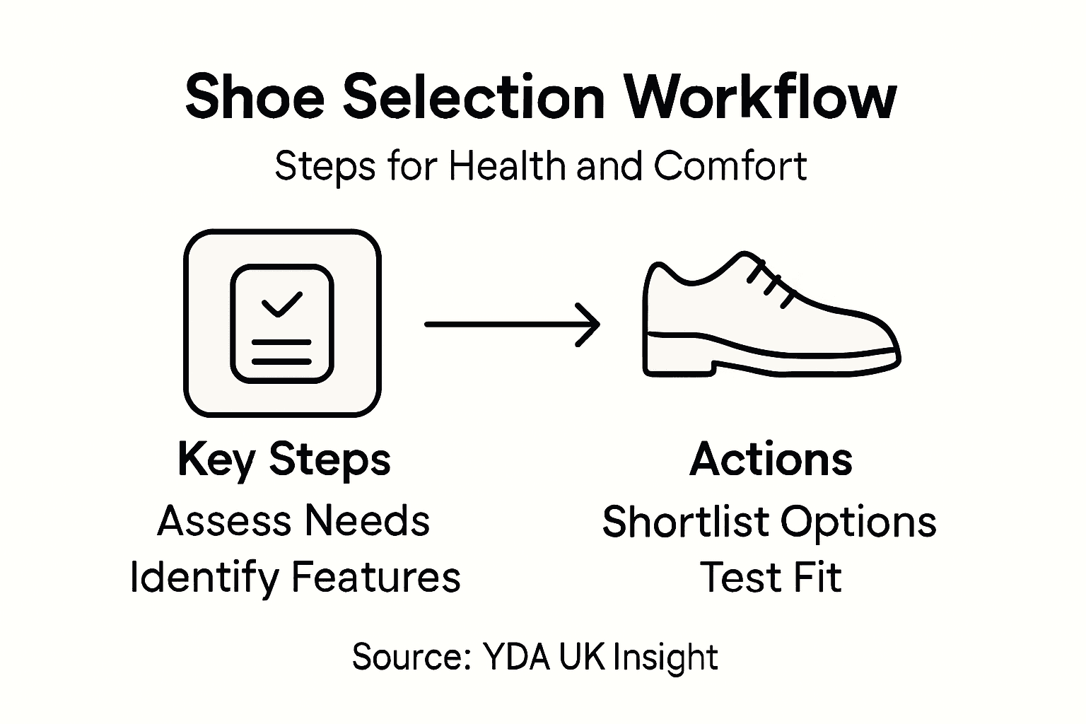 Infographic of shoe selection workflow steps