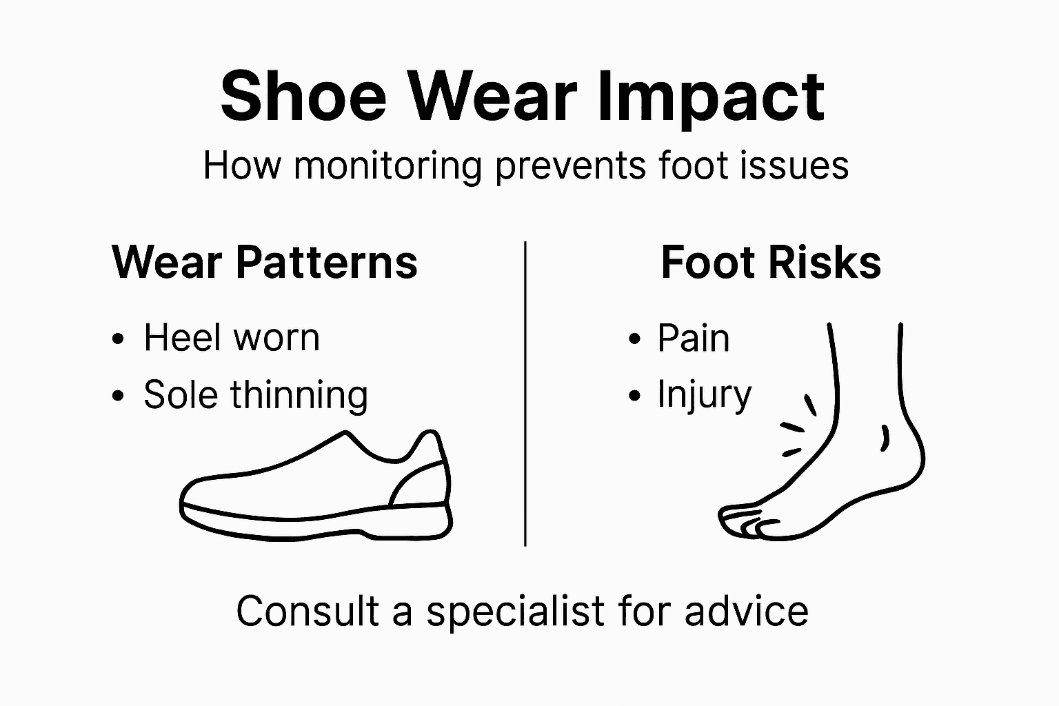 Infographic about shoe wear and foot risks