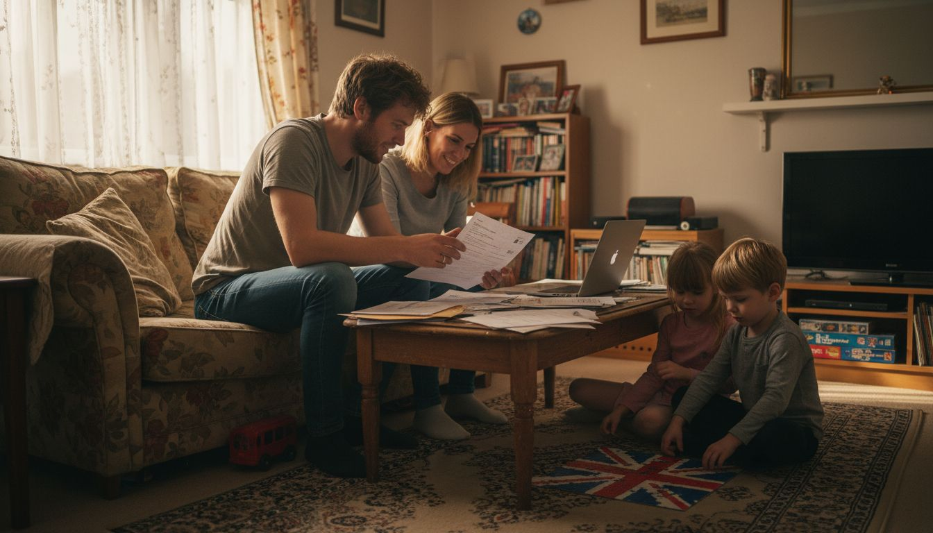 Family reviewing British citizenship documents at home