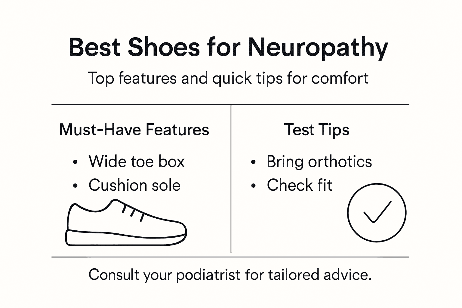 Infographic with shoe features and testing tips