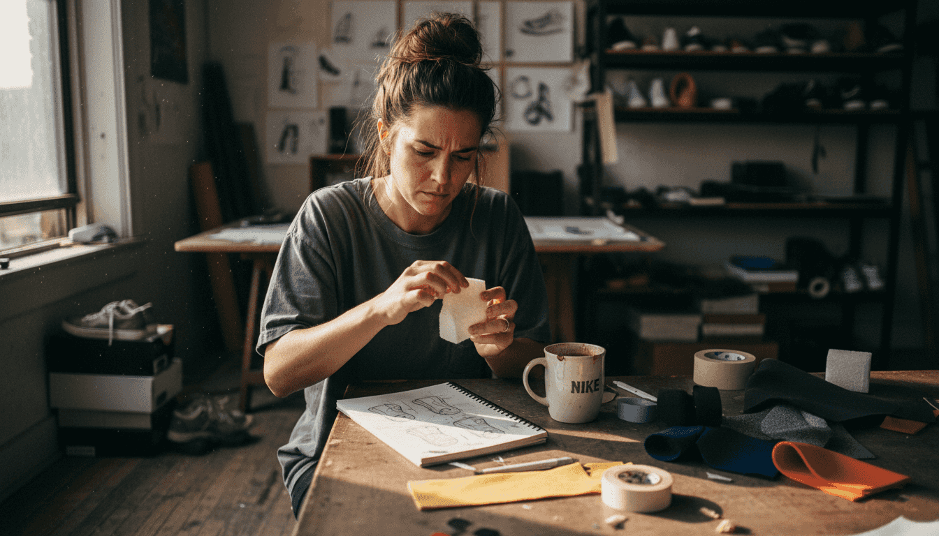 Designer testing different foam midsole samples