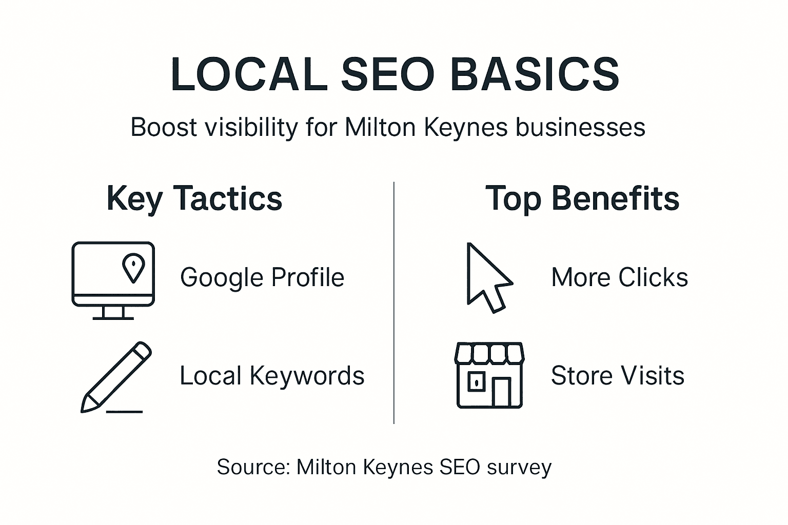 Infographic compares local SEO tactics and benefits