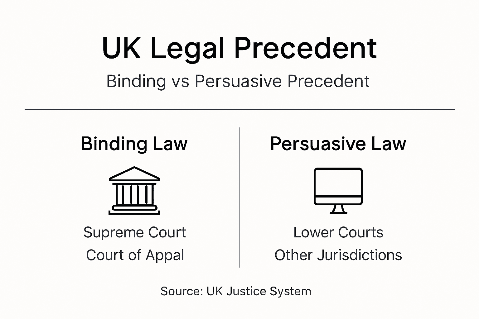 Infographic explaining UK legal precedent types