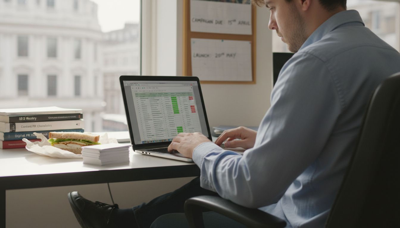 Marketing assistant working on backlink outreach