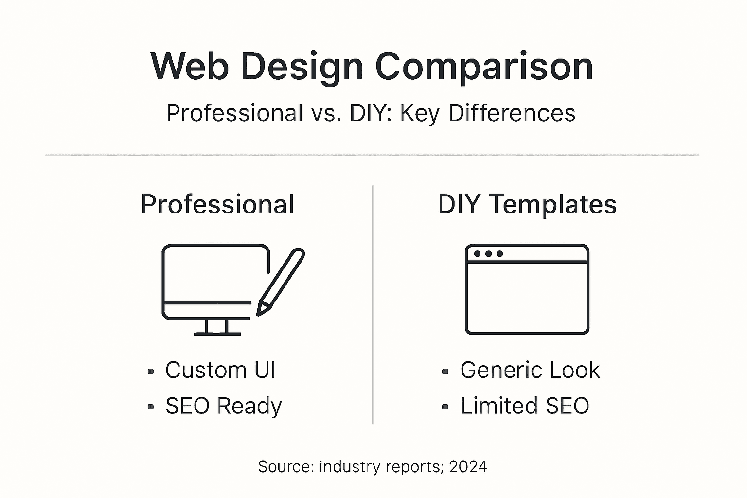Infographic comparing professional and DIY web design