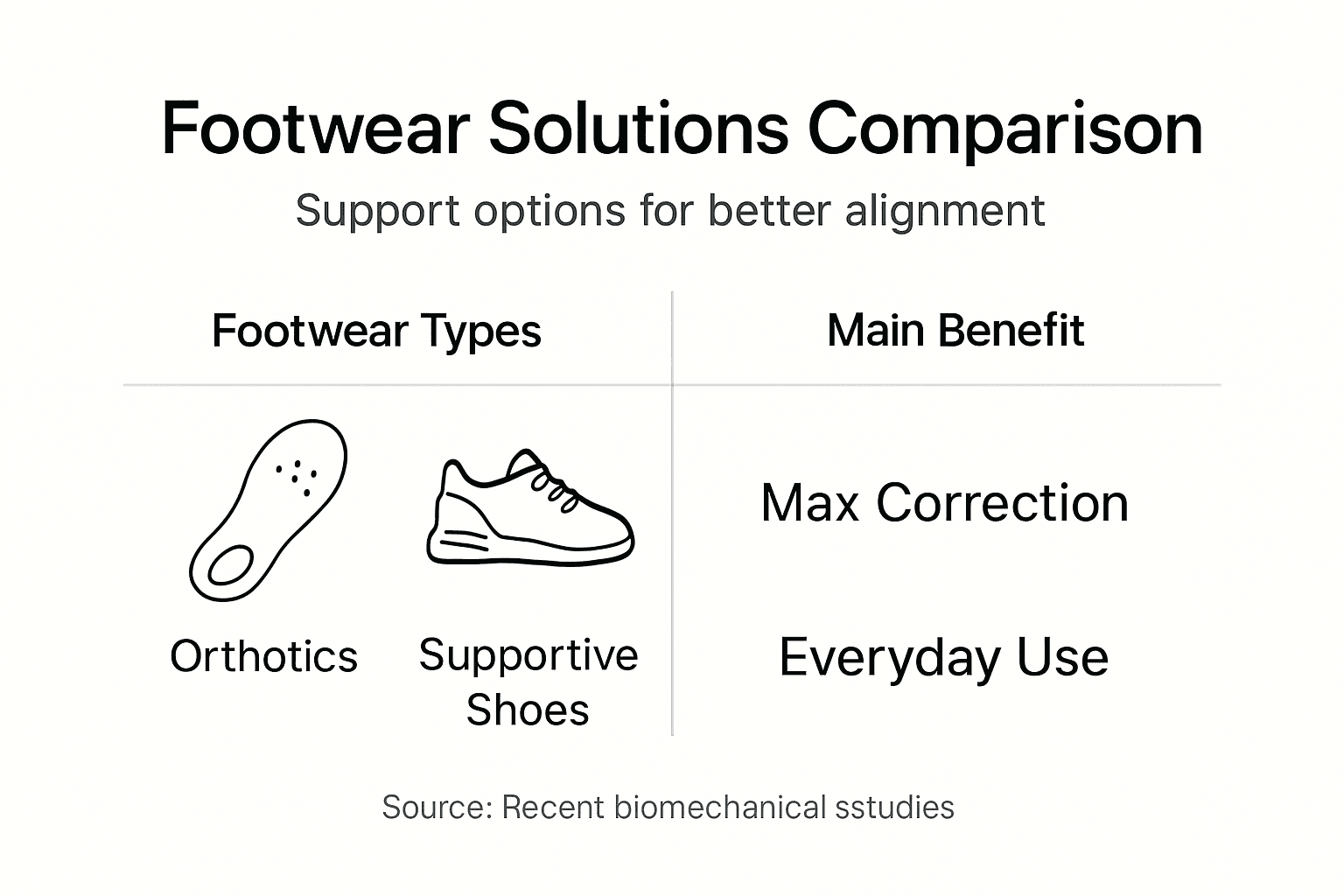 Infographic comparing footwear support benefits