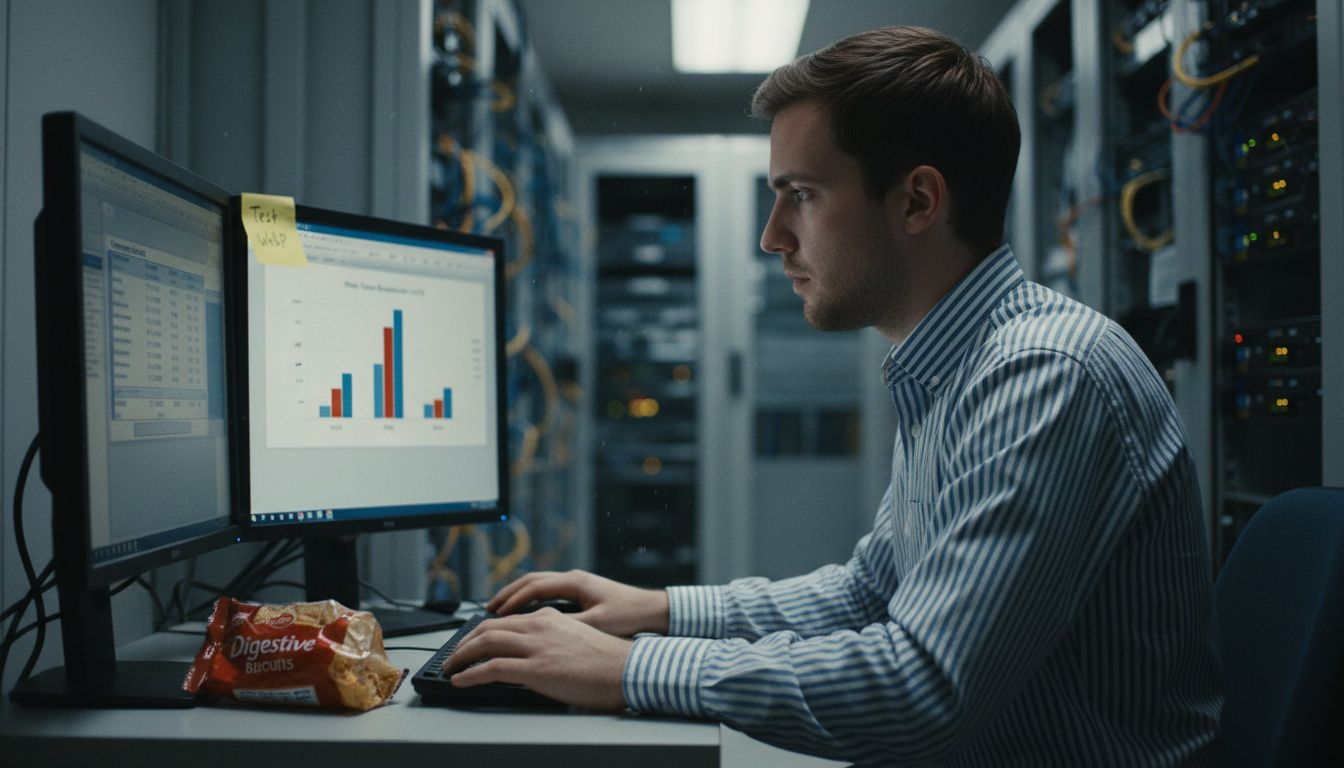 Technician checking image compression results