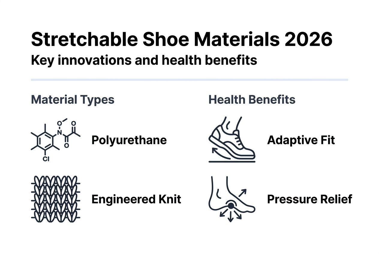 Infographic showing shoe materials and health benefits