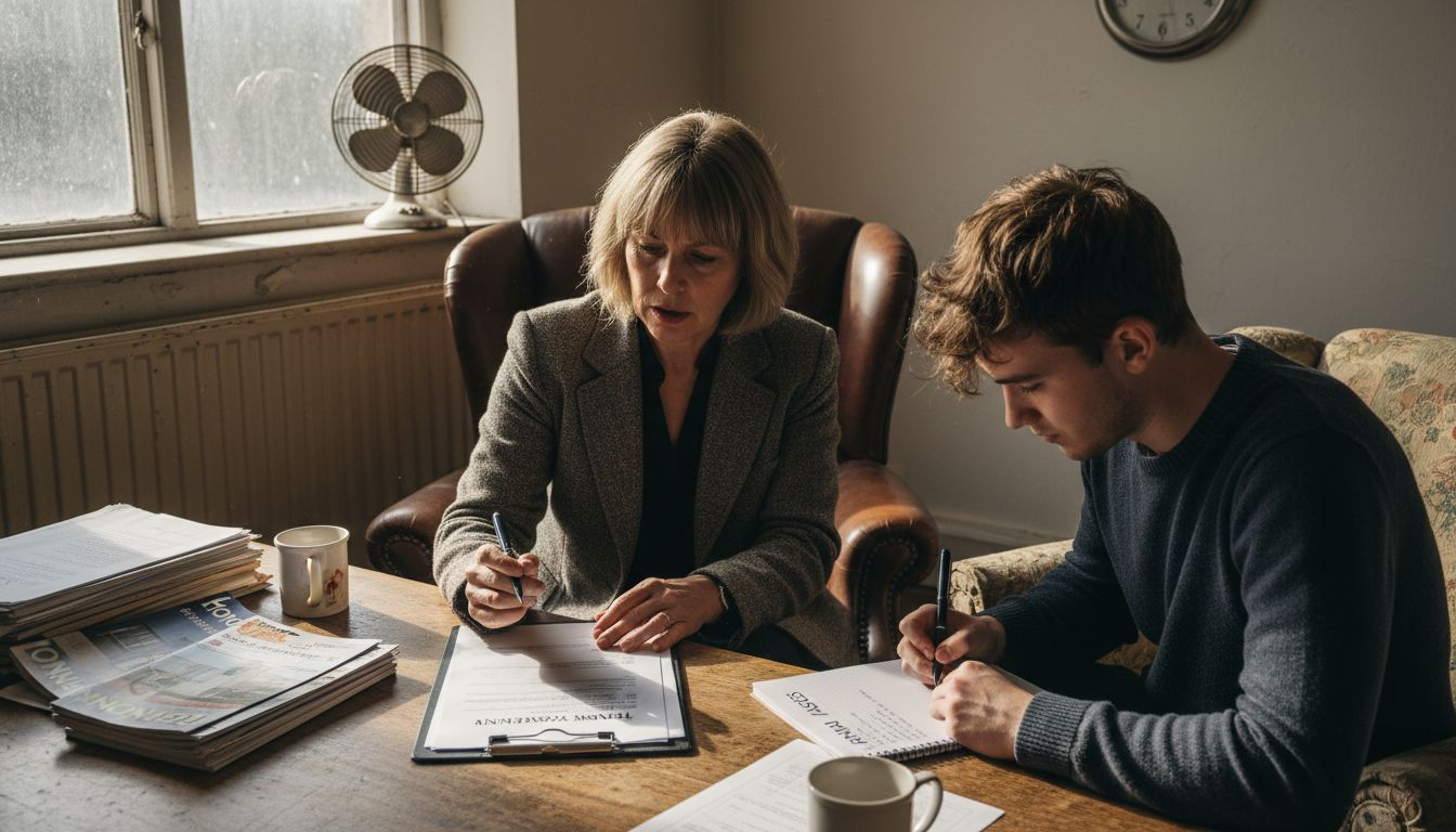 Solicitor and renter discuss tenancy agreement