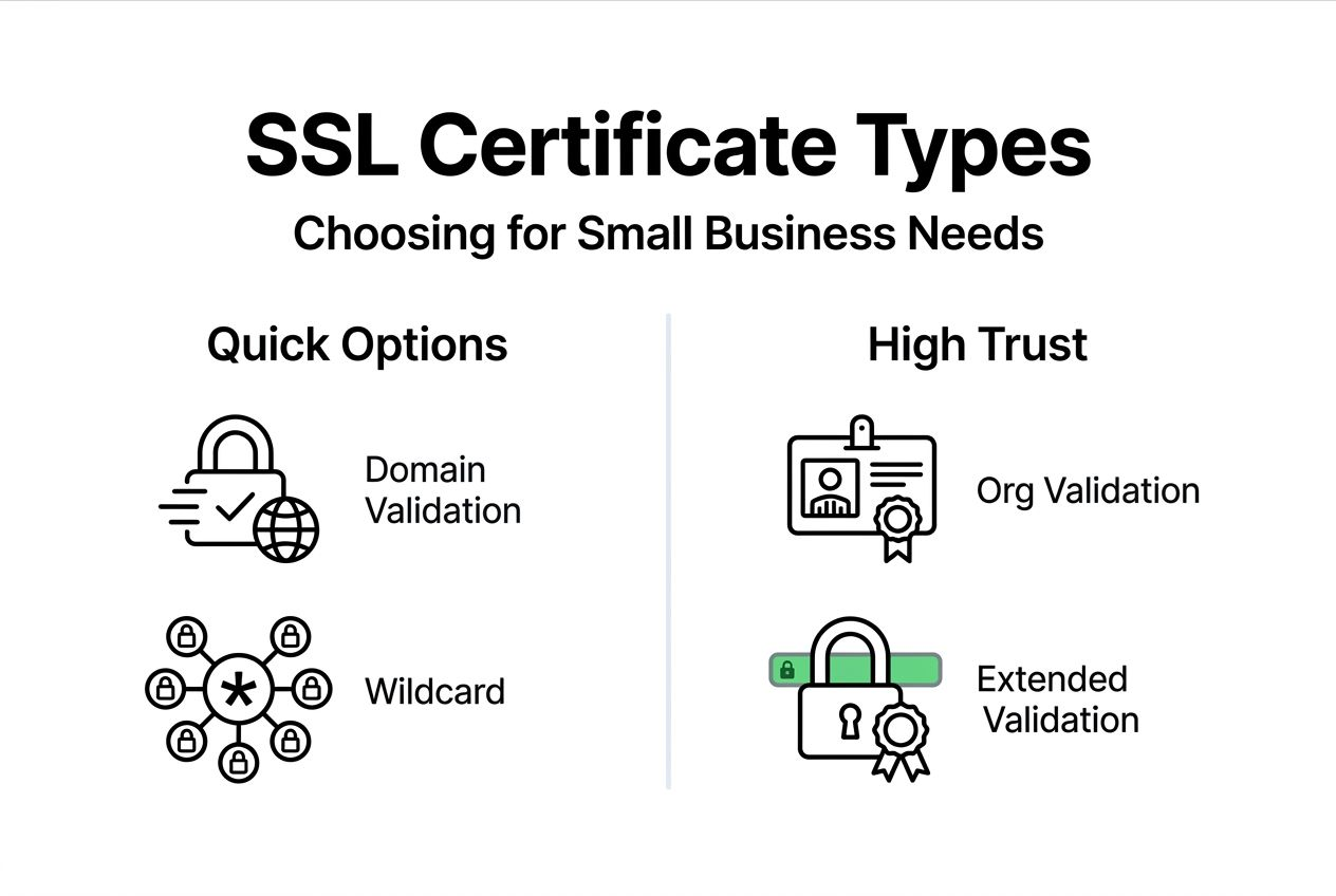 Infographic summarizing SSL certificate types