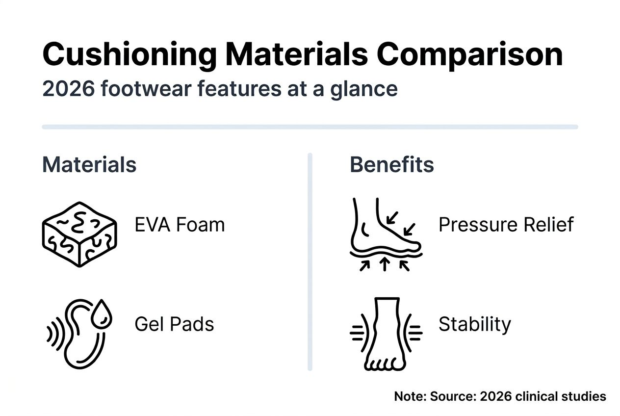 Infographic comparing foot cushioning materials and benefits
