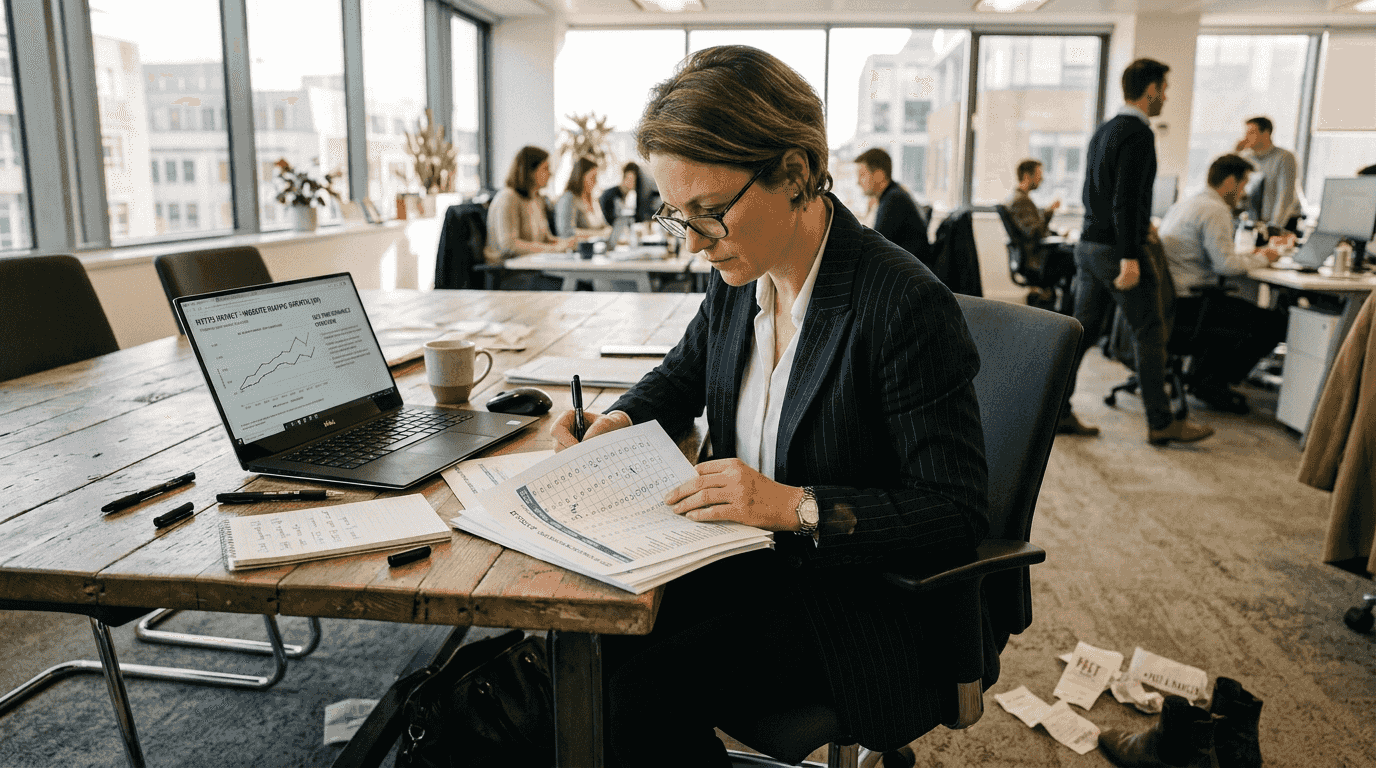 Businesswoman analyzing HTTPS ranking results