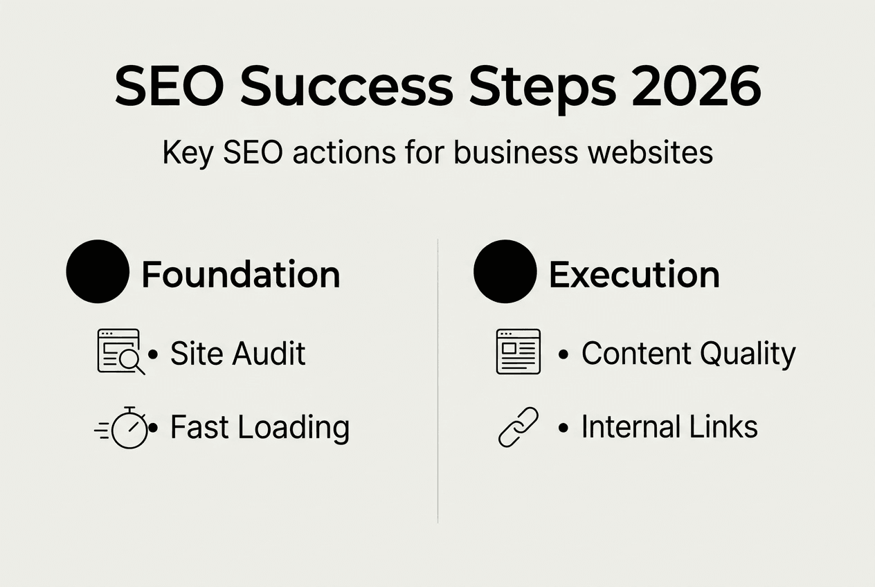 Infographic showing SEO optimisation steps overview