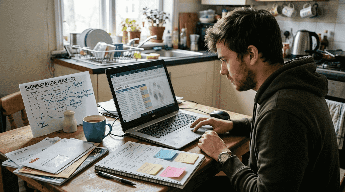 Small business owner plans email segmentation