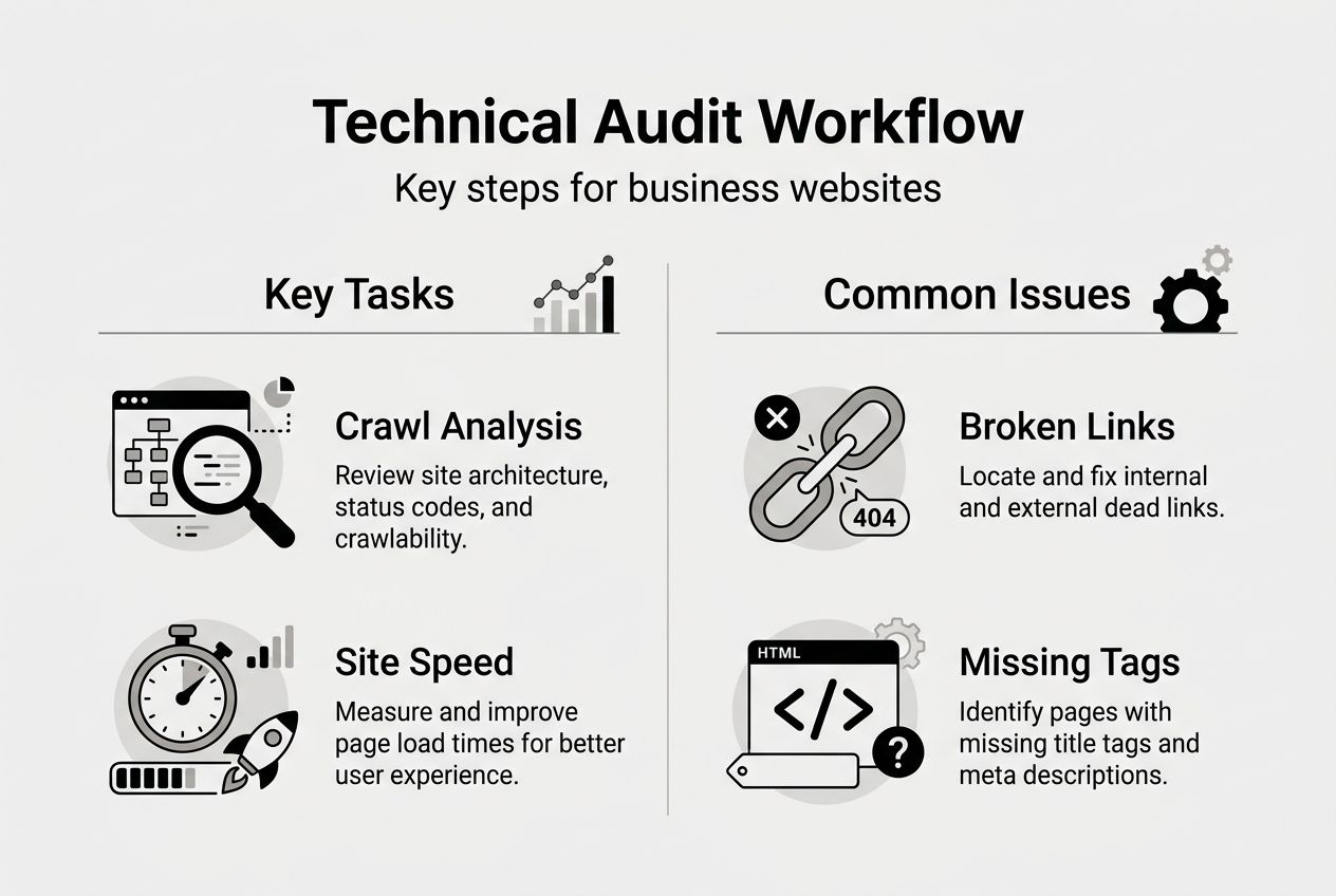 Infographic with key technical audit steps