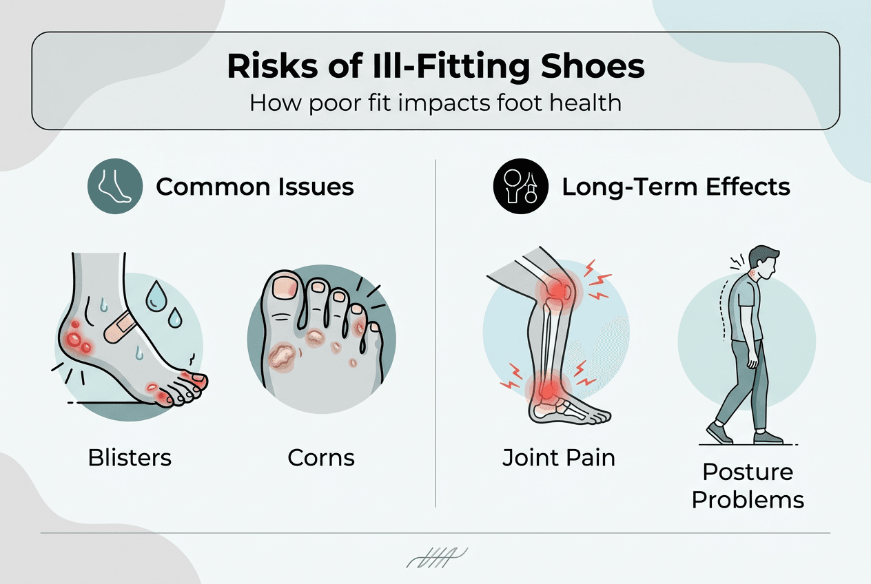 Infographic about risks of ill-fitting shoes