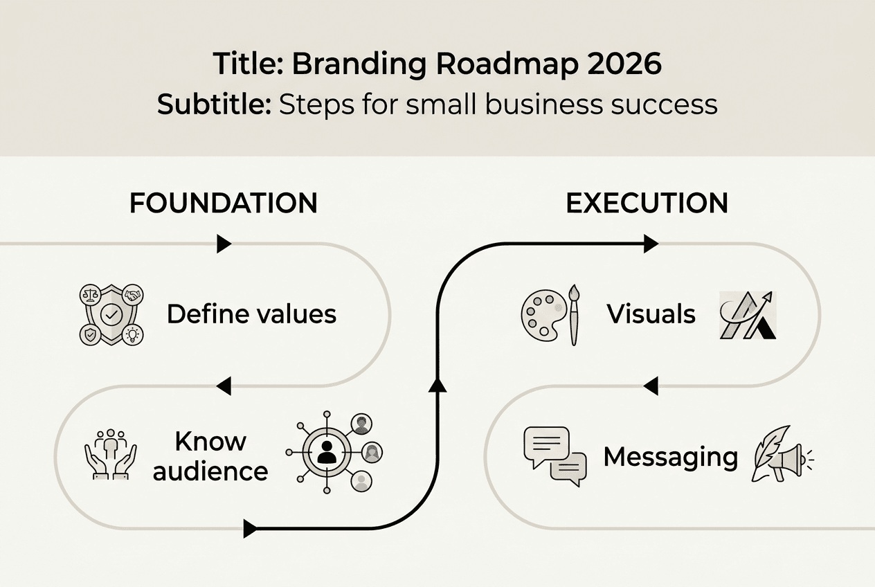 Infographic of branding roadmap and key steps