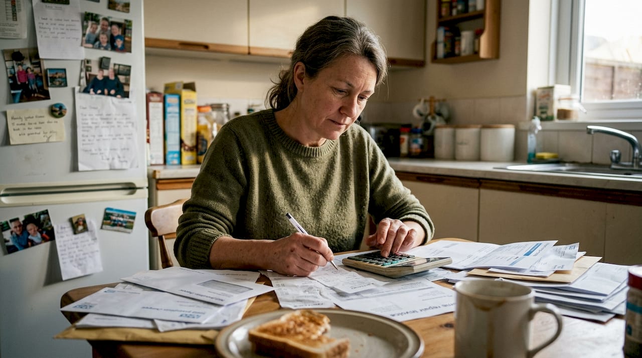 Woman organizing bills for compensation claim