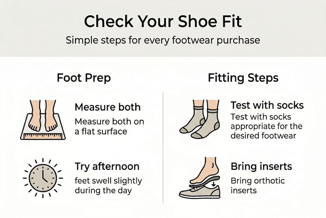 Infographic on checking shoe fit with key steps