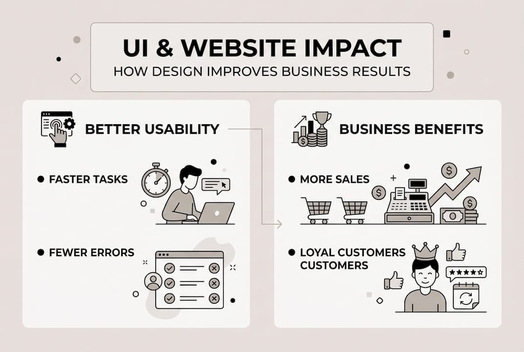 Infographic of UI benefits and business results