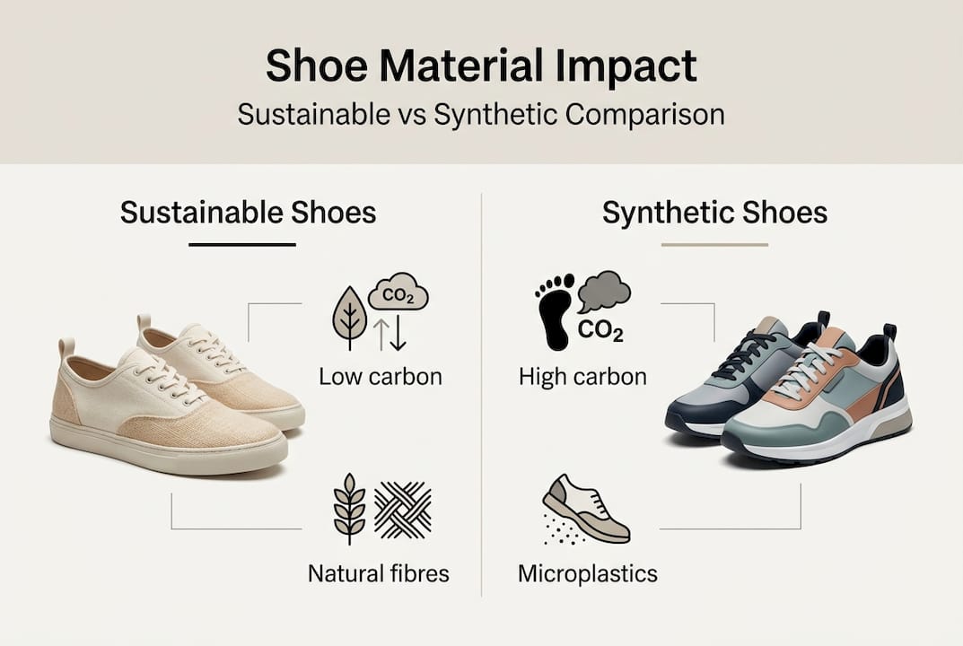 Infographic comparing shoe material environmental impact